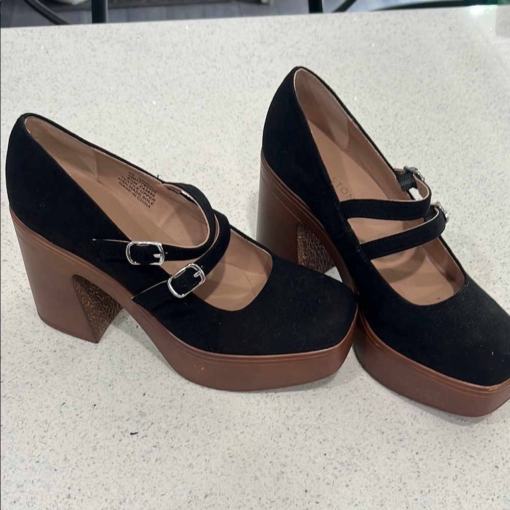 Black and Brown Platform Mary Jane Heels